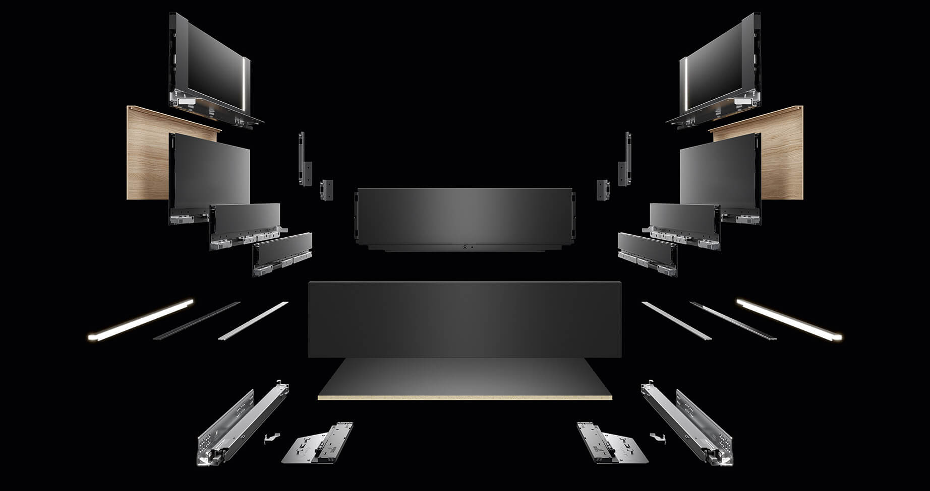 Explosionsgrafik einer Küchenschublade Acurabox